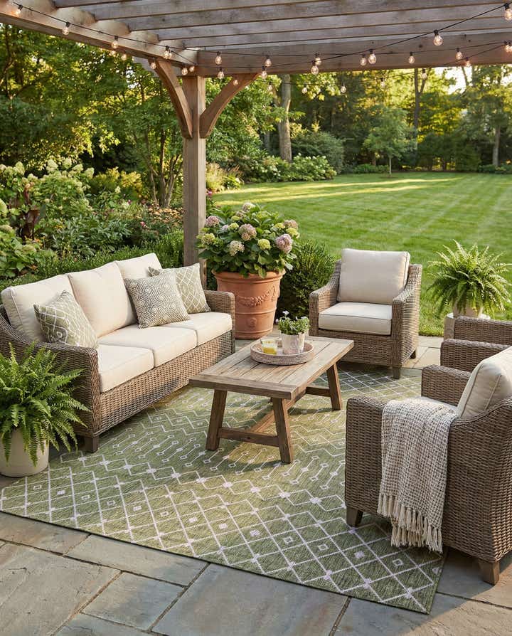 10' 8 x 10' 8 Easy-Clean Lattice Indoor / Outdoor Square Rug
