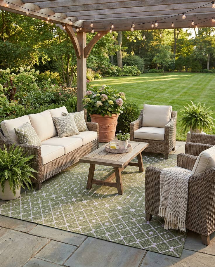 Detail image of 10' 8 x 10' 8 Easy-Clean Lattice Indoor / Outdoor Square Rug