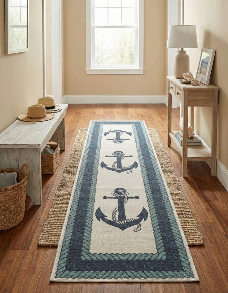 Detail image of 2' 7 x 10'  Washable Coastal Indoor / Outdoor Runner Rug