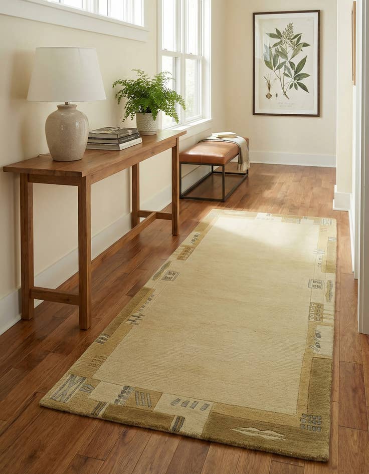 Detail image of 2' 4 x 4' 7  Hand Knotted Nepal Wool Runner Rug