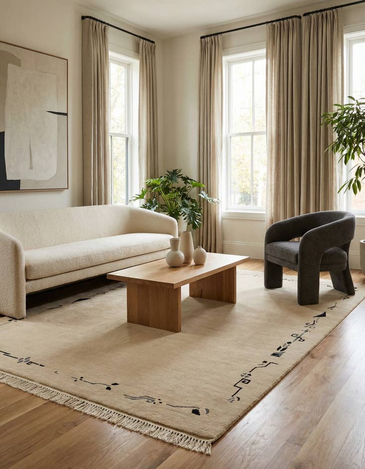 Detail image of 4' 8 x 6' 10  Hand Knotted Nepal Wool Rug