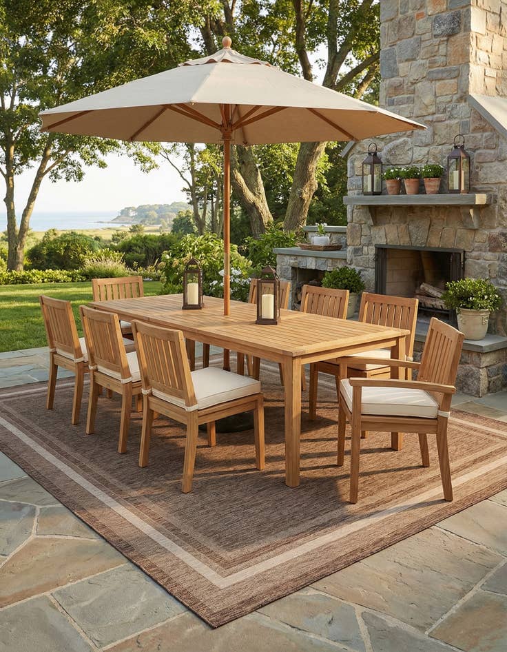 Detail image of 13' x 13'  Washable Border Indoor / Outdoor Square Rug