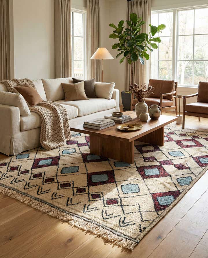 8' x 10' Hand Knotted Moroccan Wool Rug