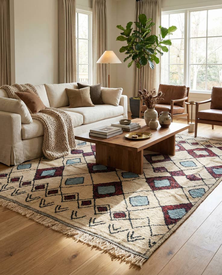 Detail image of 8' x 10' Hand Knotted Moroccan Wool Rug