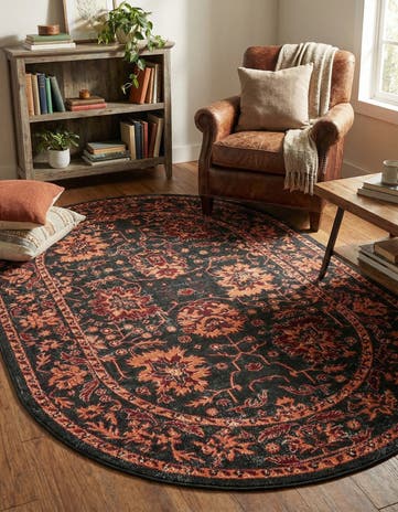 Black Lucerne Oval Rug