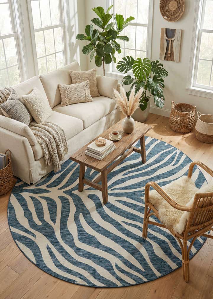 10' x 10' Easy-Clean Safari Indoor / Outdoor Round Rug