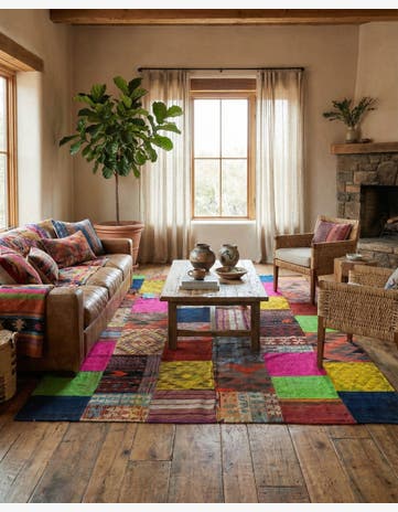 6' 8 x 9' 8 Hand Woven Kilim Patchwork Wool Rug