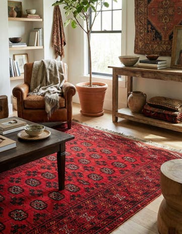 3' 6 x 6' 6 Hand Knotted Afghan Akhche Wool Rug