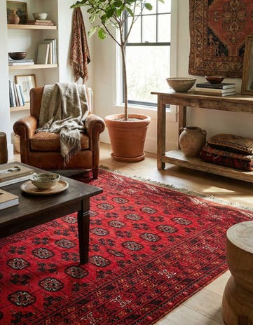 3' 6 x 6' 6 Hand Knotted Afghan Akhche Wool Rug
