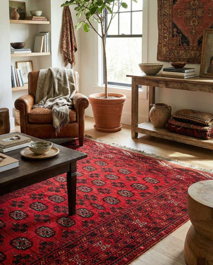 3' 6 x 6' 6 Hand Knotted Afghan Akhche Wool Rug