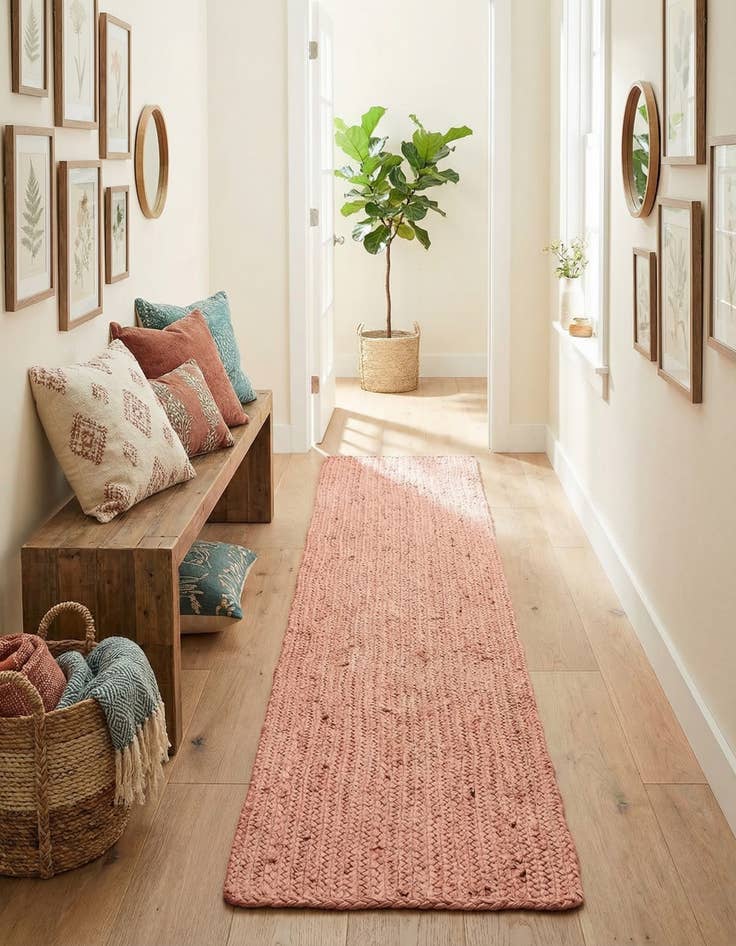 Detail image of 1' 2 x 8' Handmade Braided Jute Table Runner Rug