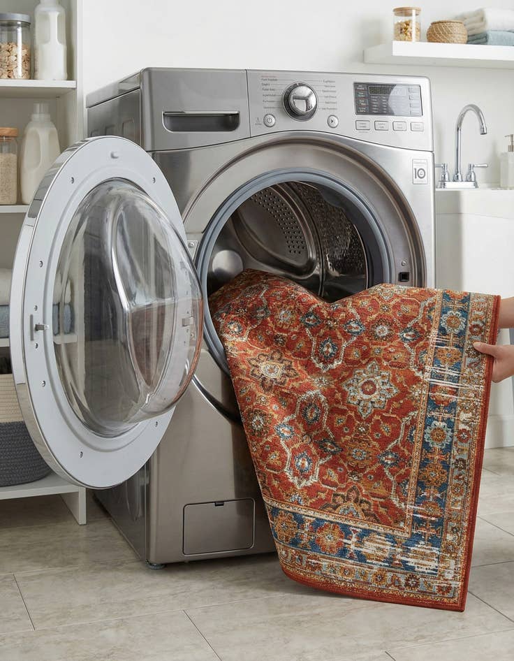 Detail image of 4' x 6'  Washable Traditional Indoor / Outdoor Rug