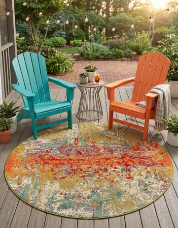 4' x 4' Easy-Clean Modern Indoor / Outdoor Round Rug