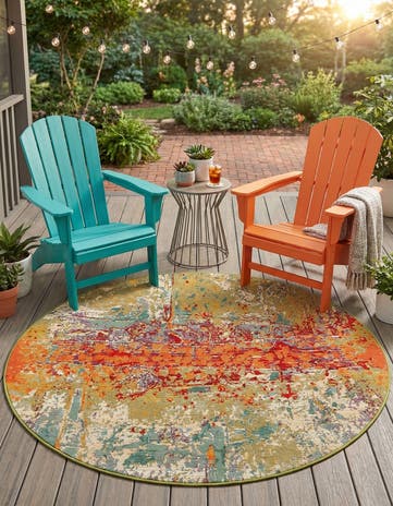 4' x 4' Easy-Clean Modern Indoor / Outdoor Round Rug