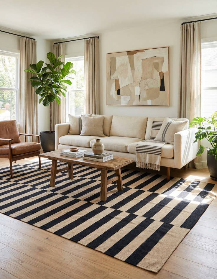 Detail image of 4' 2 x 5' 10  Hand Woven Kilim Modern Wool Rug