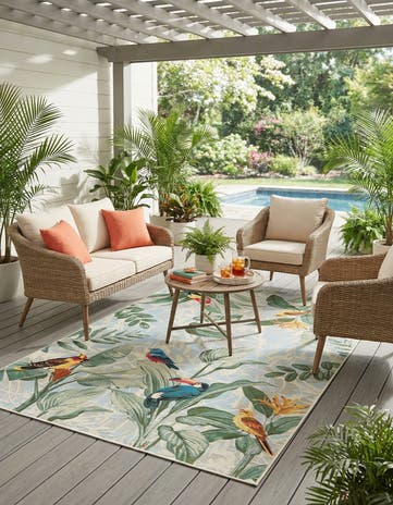 6' x 9' Easy-Clean Botanical Indoor / Outdoor Rug