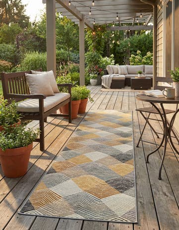 2' 7 x 12' Easy-Clean Modern Indoor / Outdoor Runner Rug