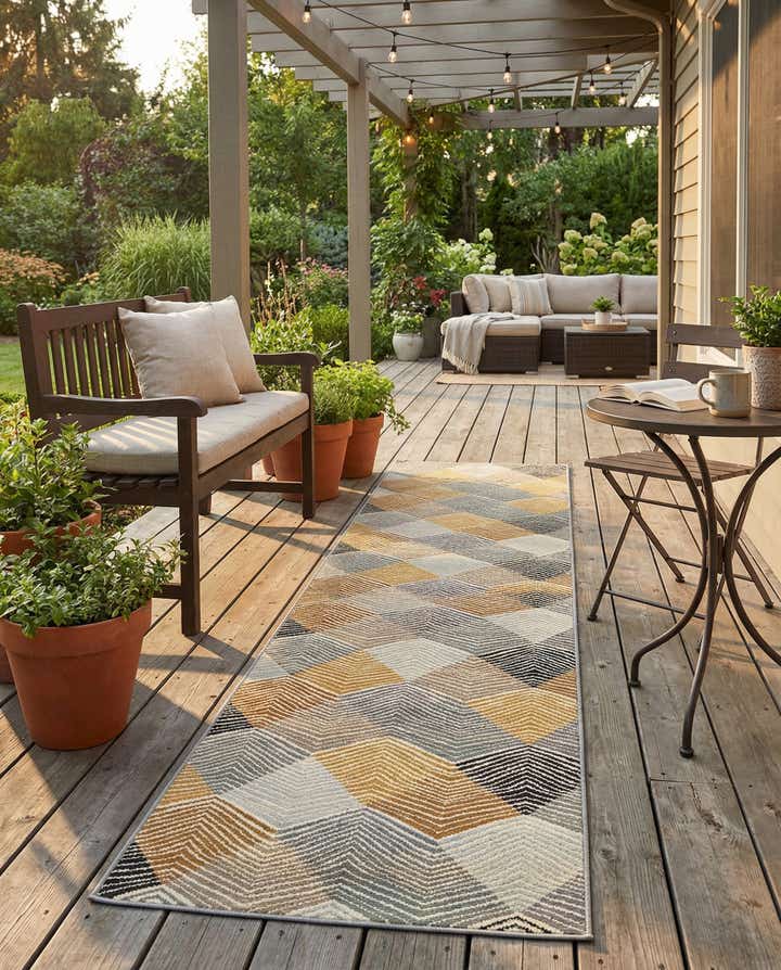 2' 7 x 12' Easy-Clean Modern Indoor / Outdoor Runner Rug