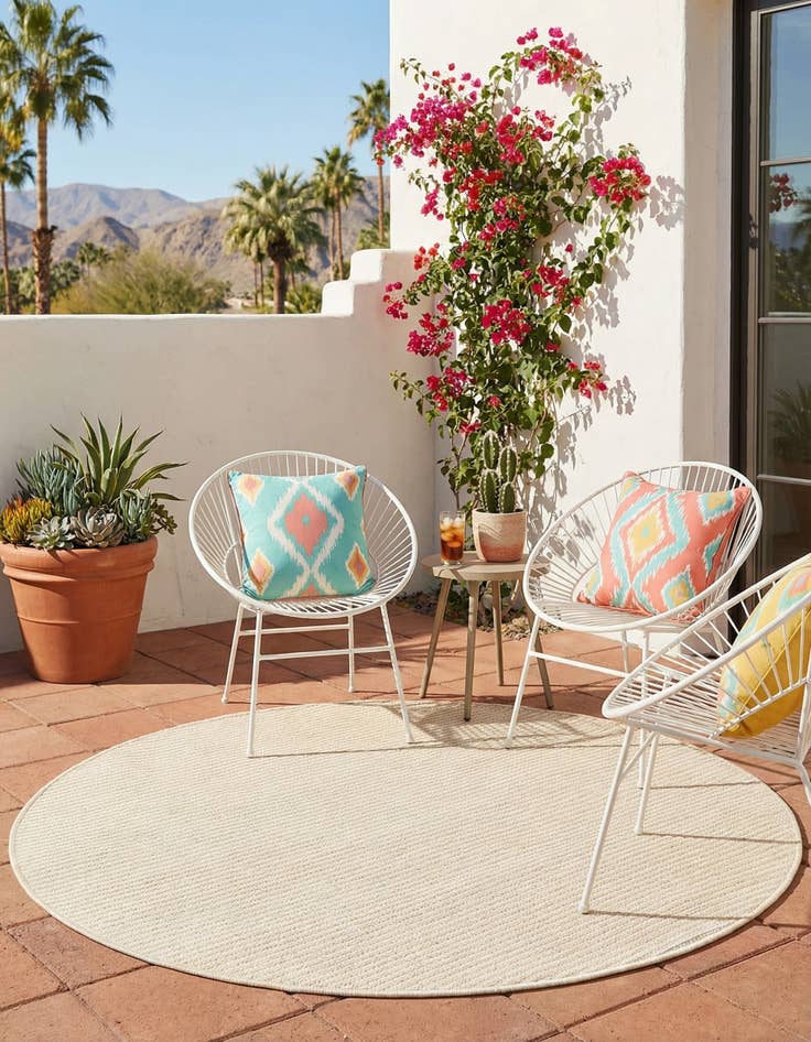 Detail image of 3' 3 x 3' 3  Washable Jill Zarin Palm Springs Indoor / Outdoor Round Rug