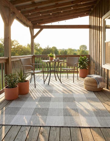 5' 3 x 7' Easy-Clean Checkered Indoor / Outdoor Rug