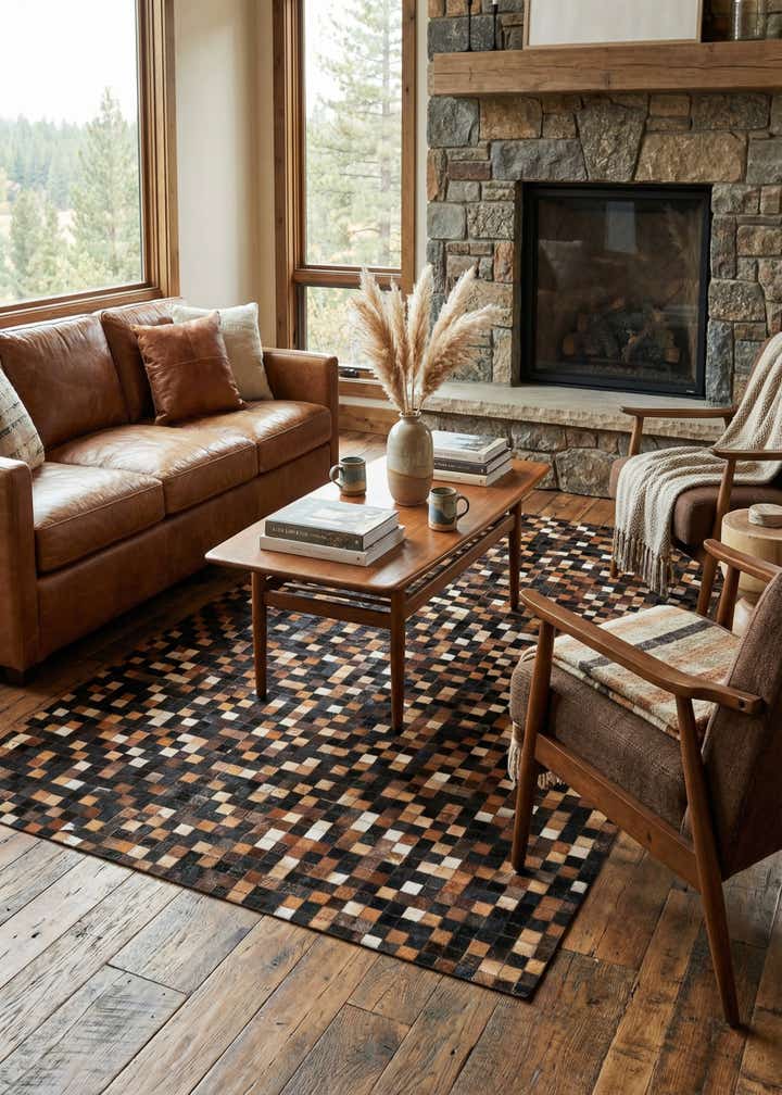 5' x 8' Cowhide Leather Rug