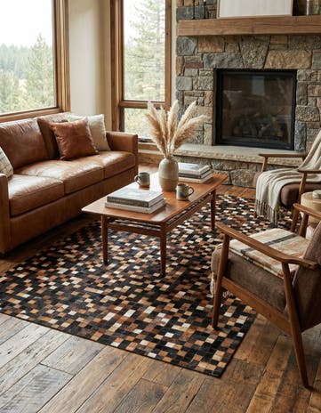 5' x 8' Cowhide Leather Rug