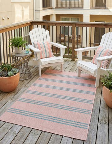 Pink and Aqua Easy-Clean Jill Zarin Anguilla Indoor / Outdoor Rug
