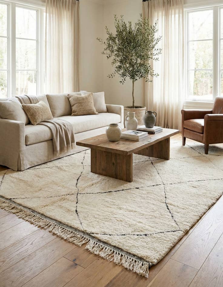 Detail image of 7' 1 x 9' 6  Hand Knotted Moroccan Wool Rug