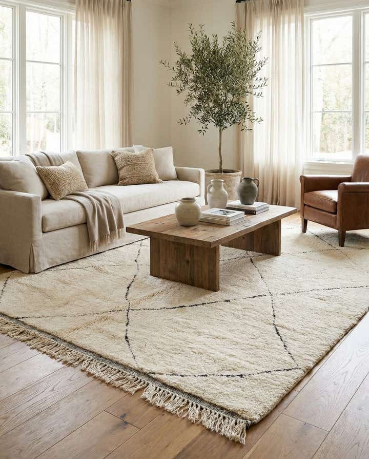 7' 1 x 9' 6 Hand Knotted Moroccan Wool Rug