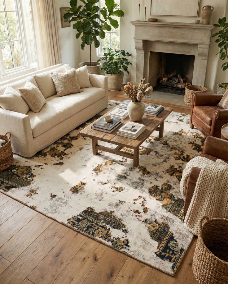 Detail image of 235cm x 255cm Hand Knotted Ultra Vintage Persian Wool Square Rug