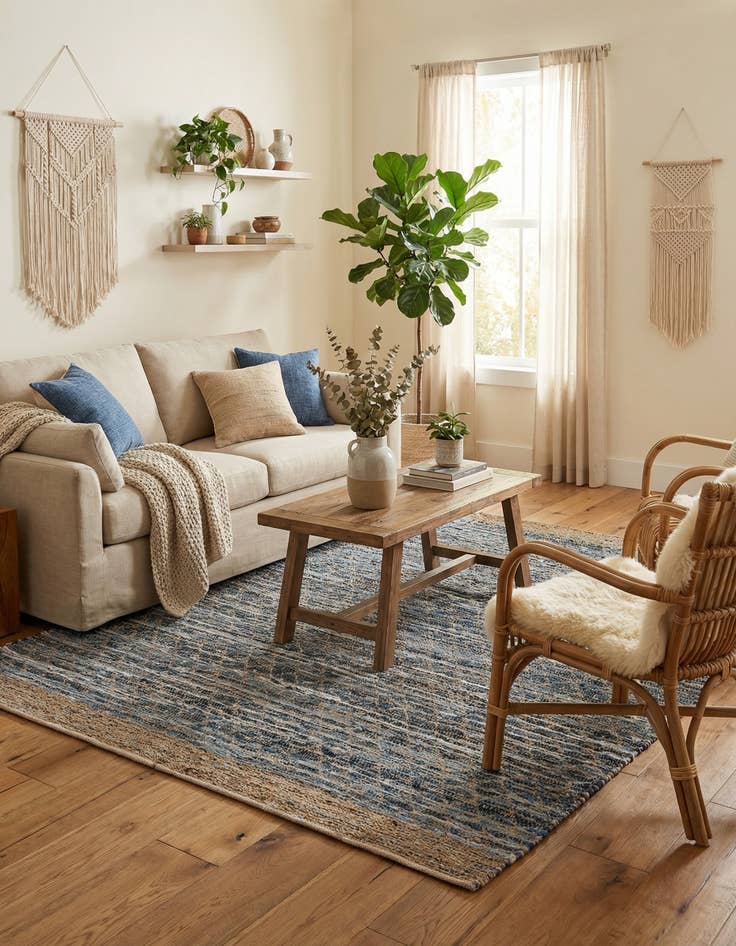 Detail image of 8' x 10'  Hand Woven Chindi Trellis Rug