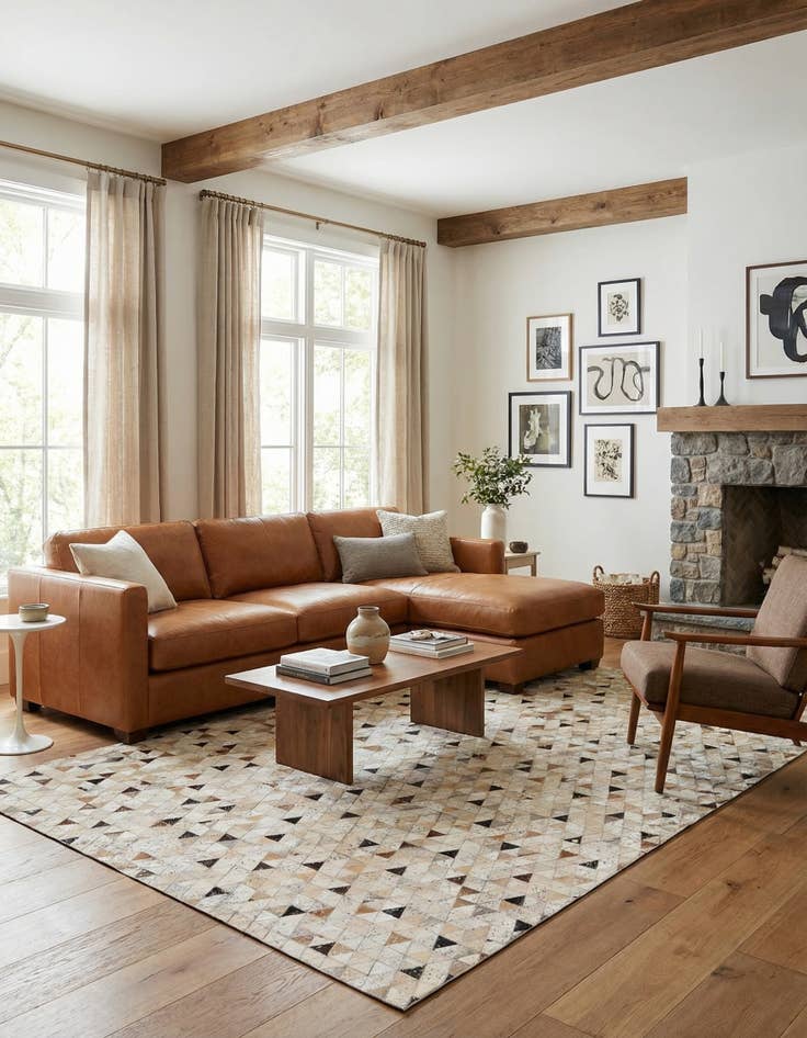 Detail image of 5' 3 x 7' 7 Cowhide Stocks Rug