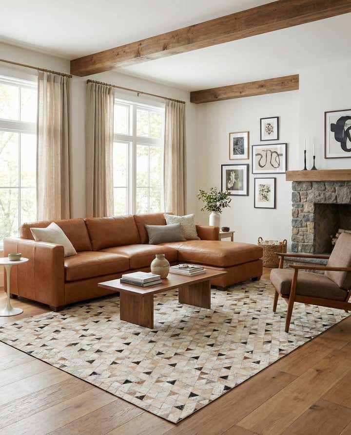 5' 3 x 7' 7 Cowhide Stocks Rug