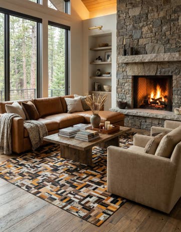 5' 1 x 8' Cowhide - Patchwork Rug