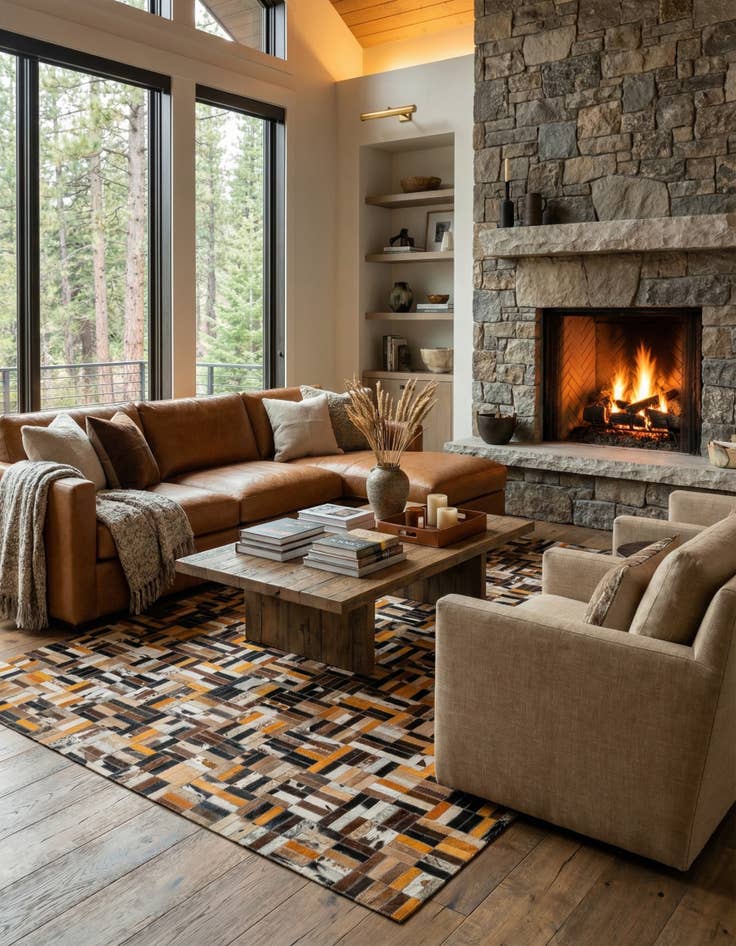 Detail image of  5' 1 x 8' Cowhide - Patchwork Rug