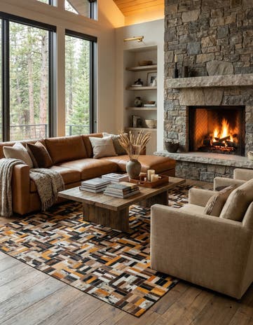 5' 1 x 8' Cowhide - Patchwork Rug