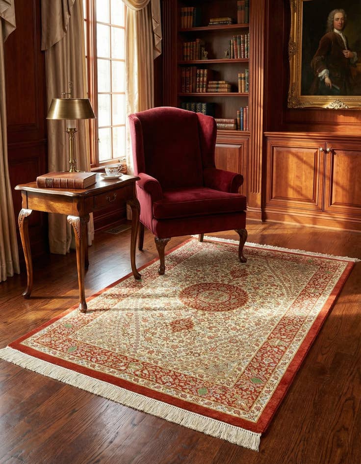 Detail image of  2' 7 x 4' Ghom Silk Rug