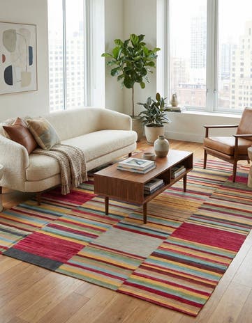 7' 1 x 9' 6 Hand Woven Kilim Modern Wool Rug