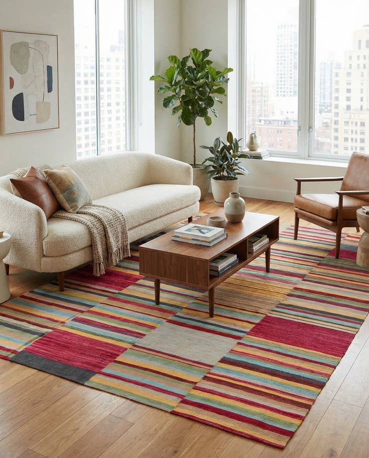 Detail image of 7' 1 x 9' 6 Hand Woven Kilim Modern Wool Rug