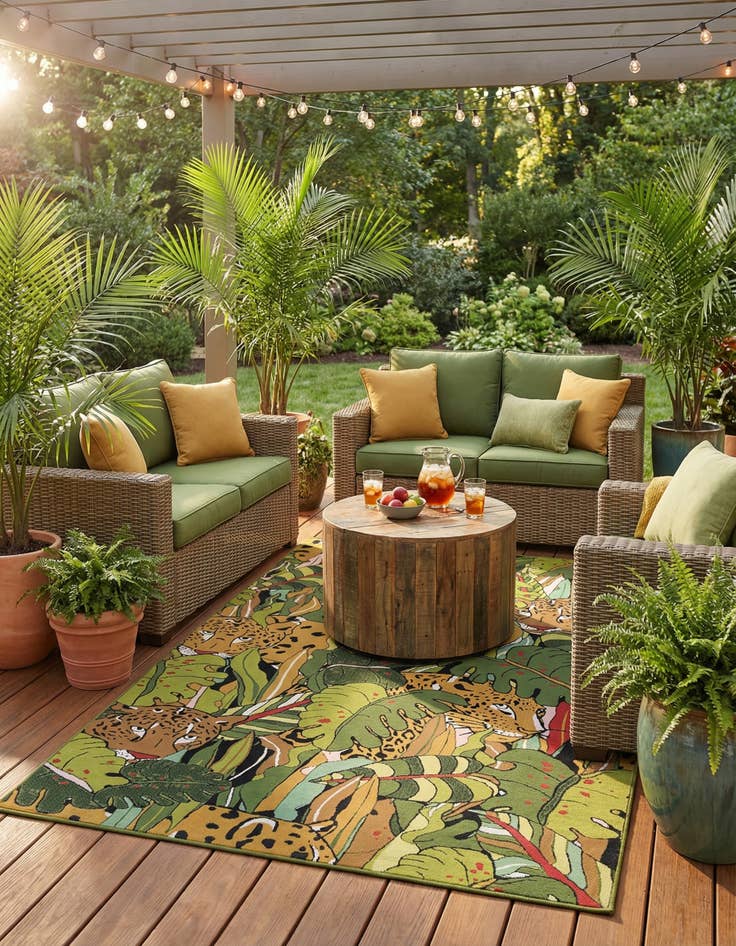 Detail image of 6' x 9'  Washable Botanical Indoor / Outdoor Rug