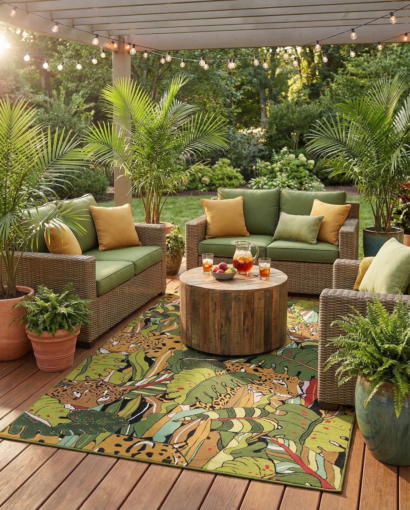 6' x 9' Easy-Clean Botanical Indoor / Outdoor Rug