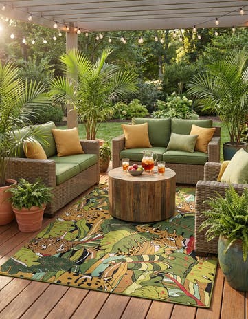 6' x 9' Easy-Clean Botanical Indoor / Outdoor Rug