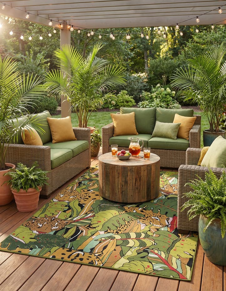 6' x 9' Easy-Clean Botanical Indoor / Outd...