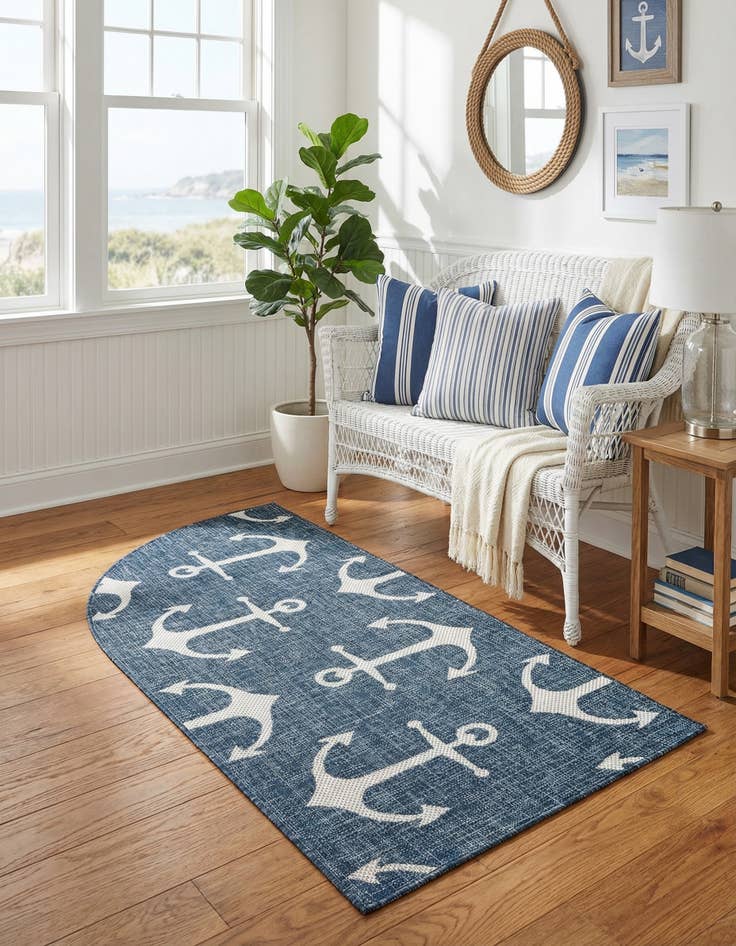 Detail image of 3' x 6'  Washable Coastal Indoor / Outdoor Hearth Rug