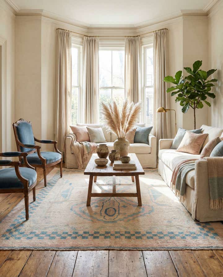 8' x 10' 7 Hand Knotted Oushak Wool Rug