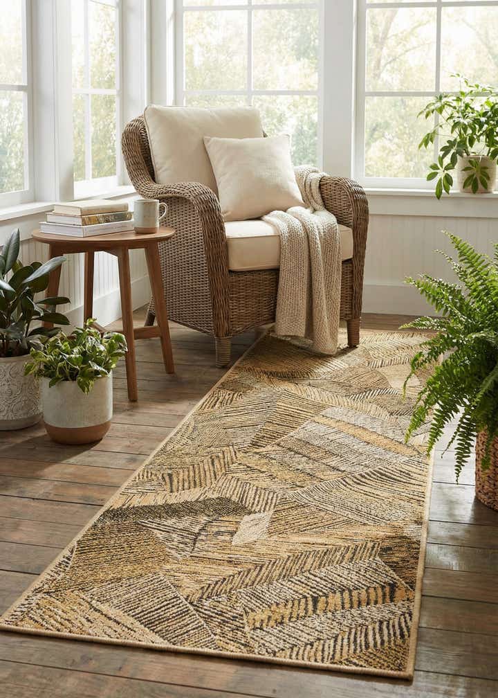 2' x 8' Easy-Clean Botanical Indoor / Outdoor Runner Rug