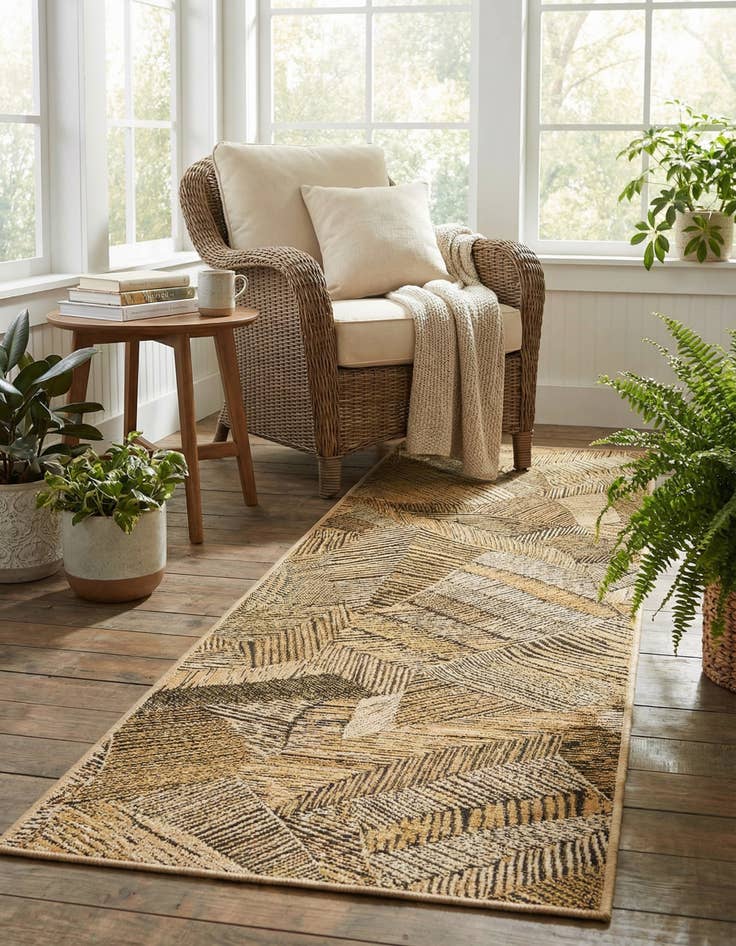 Detail image of 2' x 8' Easy-Clean Botanical Indoor / Outdoor Runner Rug