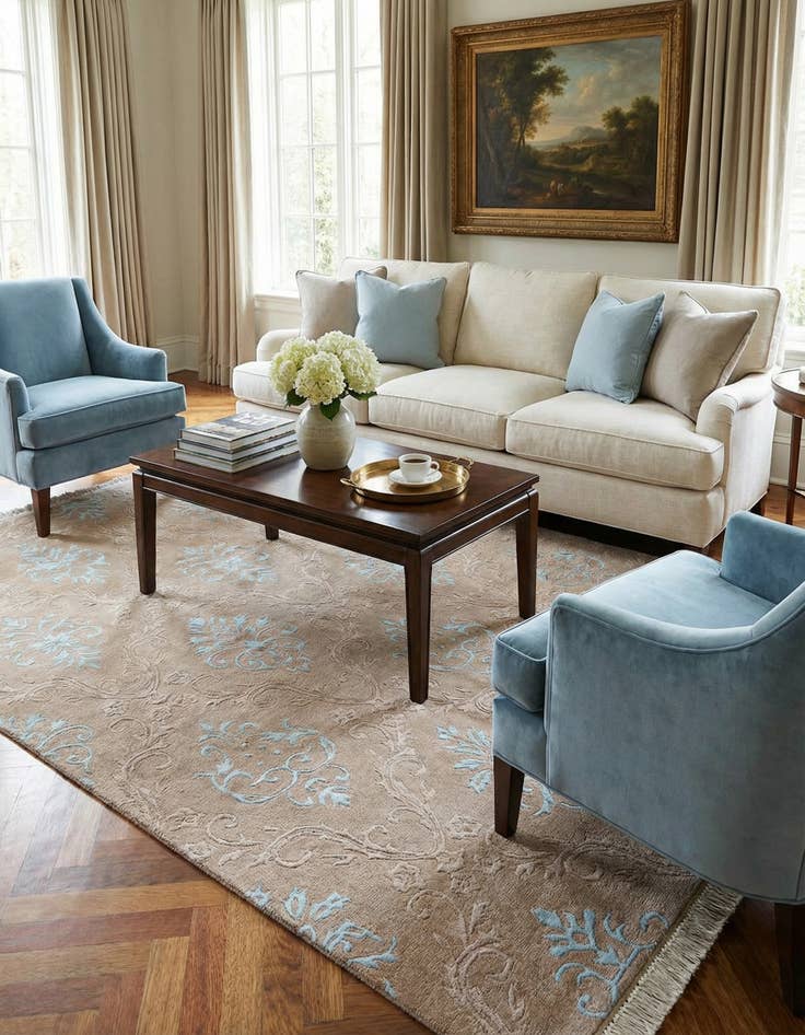 Detail image of  5' 6 x 7' 10  Hand Knotted Darya Wool Rug