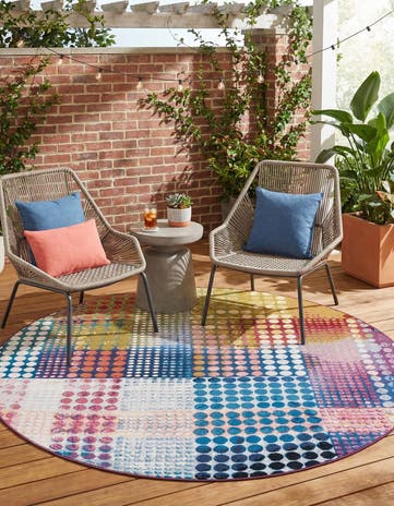 8' x 8' Easy-Clean Modern Indoor / Outdoor Round Rug