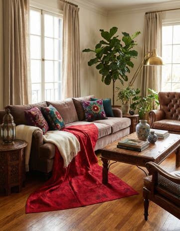 6' 5 x 9' 3 Hand Woven Kilim Suzani Wool Rug